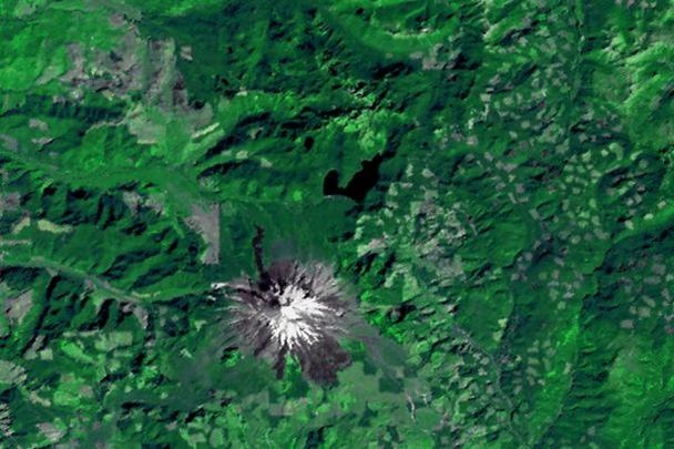 Arial view of Mt St Helens, 1973 and 1983